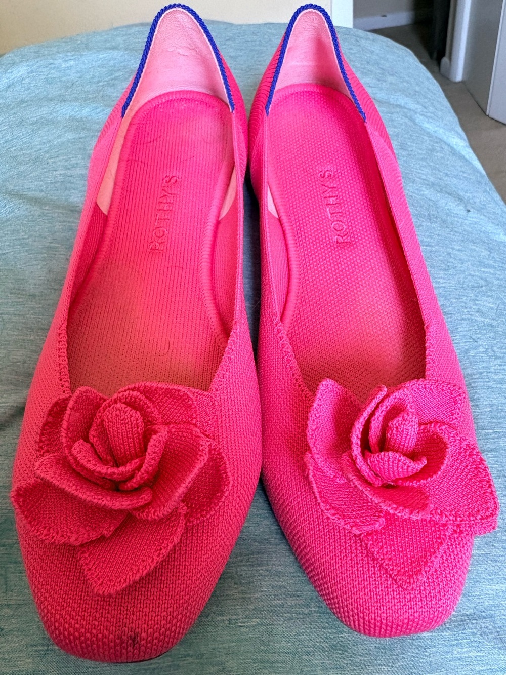 Rothy's Women's Pink Floral-Knit Pointed Flats - Size 10